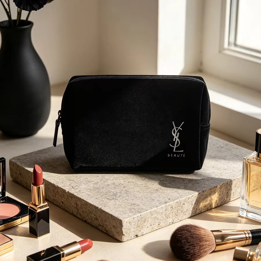Ysl Beauty Makeup Bag - Сумка YSL черная с принтом, косметичка,