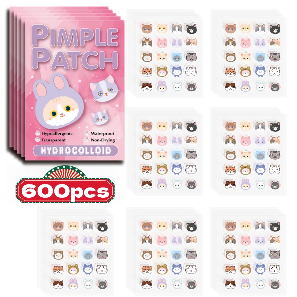 Pressed Powder Foundation - 600 шт., мультяшный пластырь от прыщей,
