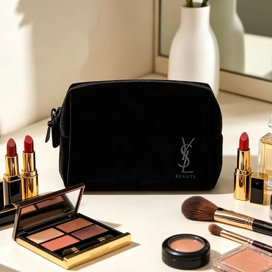 Сумка YSL черная с принтом, ко – обзор и цена Ysl Beauty Makeup Bag
